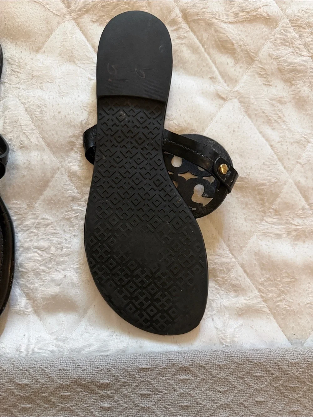 Tory Burch Black Logo Jelly Thong Sandals